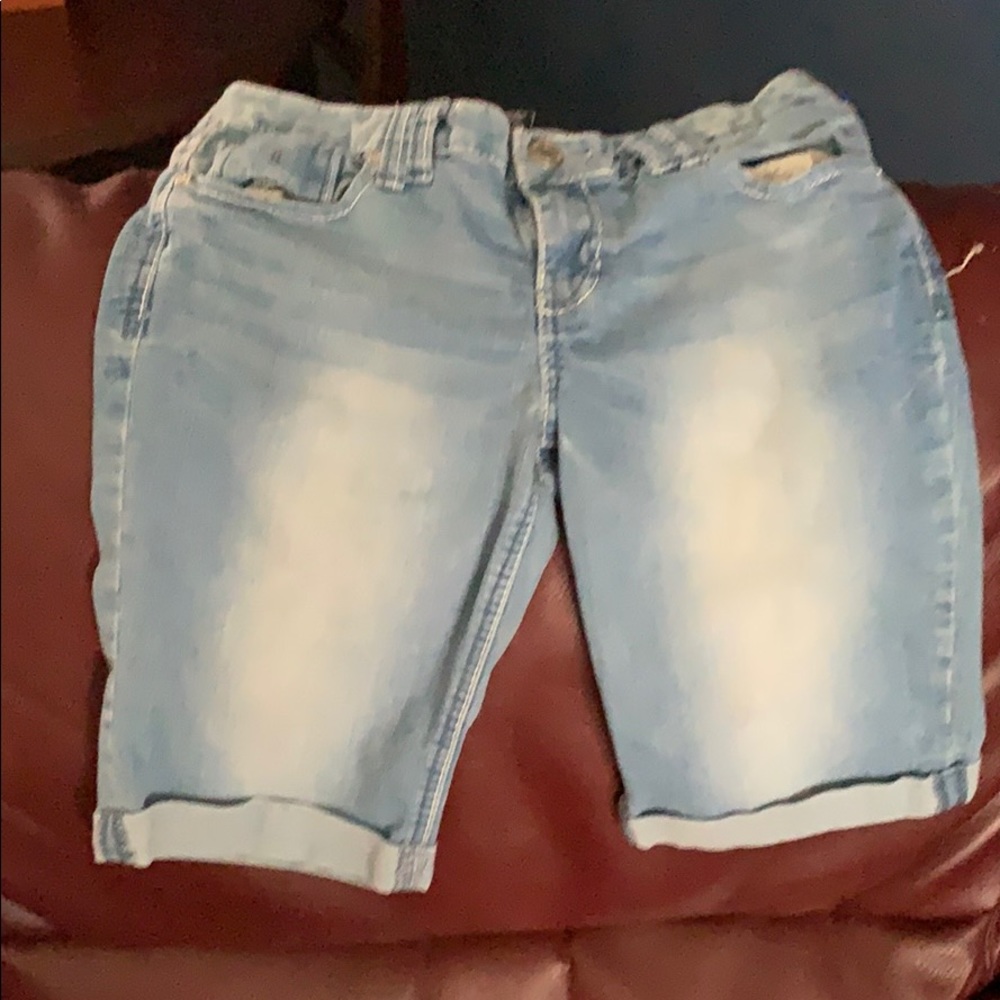 Young ladies blue jeans short